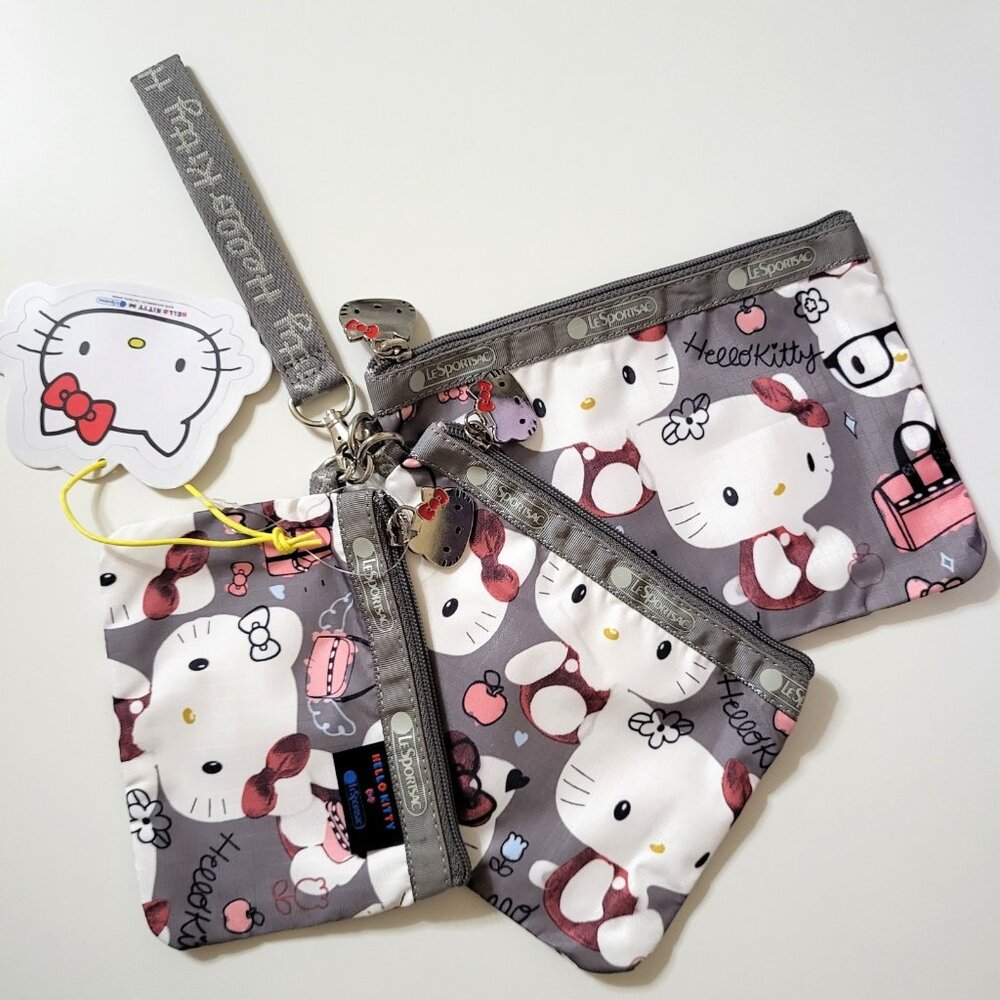 LeSportsac Sanrio Hello Kitty 3Pc Set Wristlet Purse Wallet Cute gift